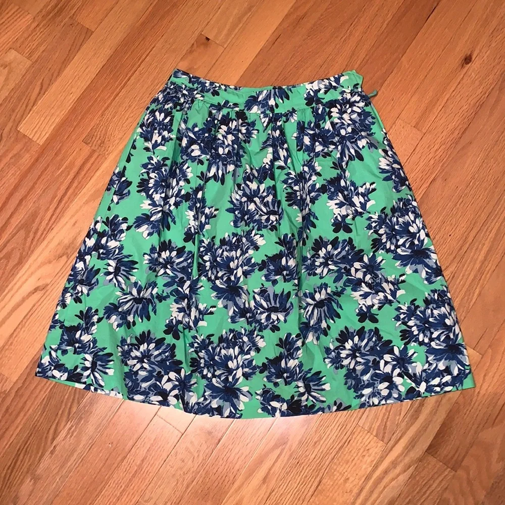 J. Crew NWOT❗️Patio Green Blue Floral Skirt